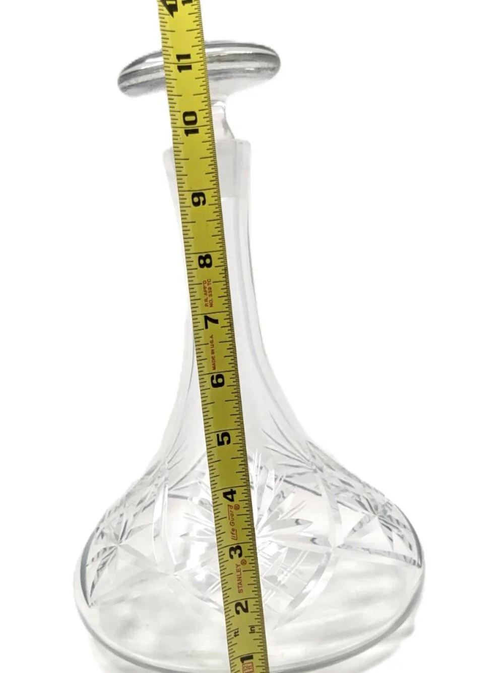 Vintage Ships Decanter Diamond Cut Blown Glass Thick heavy 11